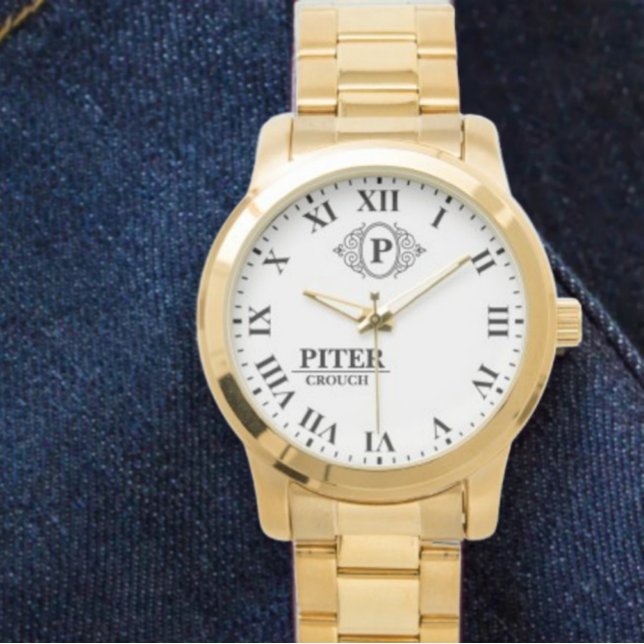 Monogram Personalized Name Initial simple Horloge (Creator heeft geüpload)