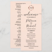 Monogram Perzik Roze Gouden Folie Huwelijksprogram Programma (Voorkant / Achterkant)