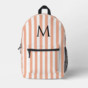 Monogram Perzik & Witte Strepen Gestreept Bedrukte Rugzak