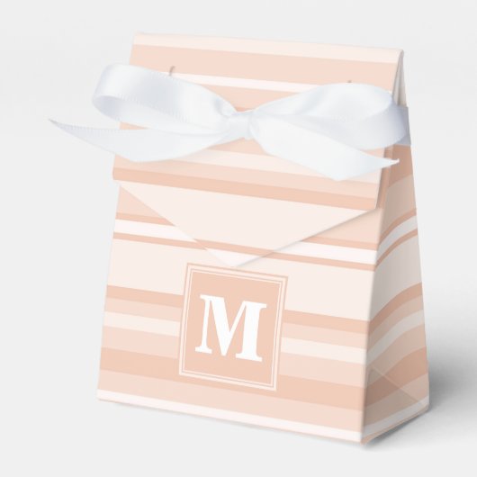 Monogram perzikstrepen bedankdoosjes (Voorkant Zijde)
