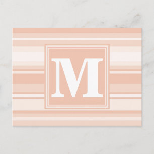 Monogram perzikstrepen briefkaart