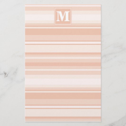 Monogram perzikstrepen briefpapier (Voorkant)