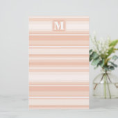 Monogram perzikstrepen briefpapier (Staand voorkant)
