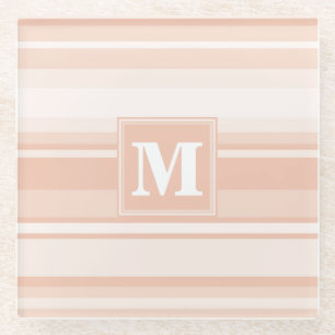 Monogram perzikstrepen glazen onderzetter