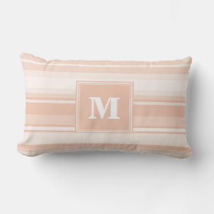 Monogram perzikstrepen kussen