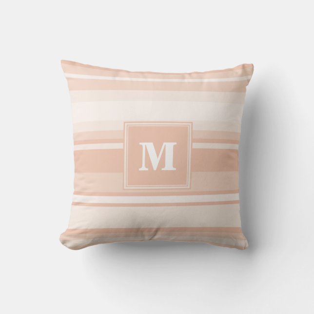 Monogram perzikstrepen kussen (Voorkant)