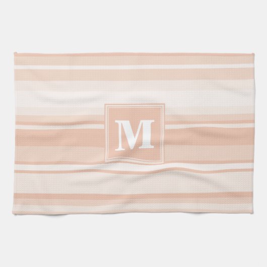 Monogram perzikstrepen theedoek (Horizontaal)