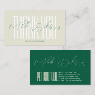 Monogram PET Dank je moderne script Visitekaartje