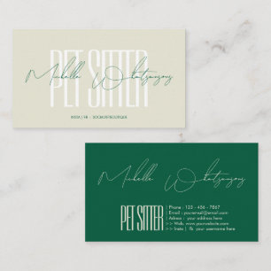 Monogram PET SITTER modern lettertype Visitekaartje
