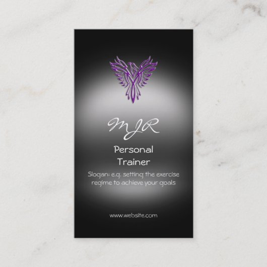 Monogram, Phoenix Personal Trainer, metalen blik Visitekaartje (Voorkant)
