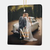 Monogram Photo Wedding Keramisch Ornament (Links)