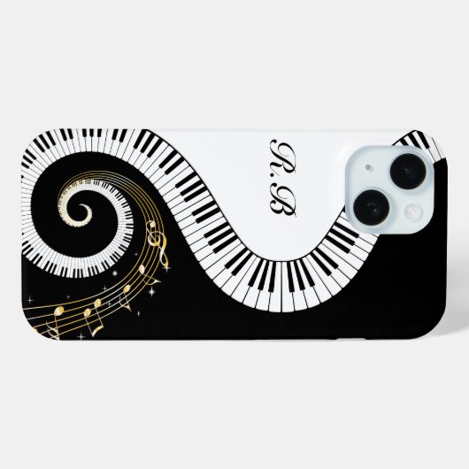 Monogram Piano Keys en Muzieknoten Case-Mate iPhone Case (Achterkant (horizontaal))