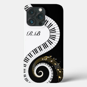 Monogram Piano Keys en Muzieknoten iPhone 13 Pro Hoesje