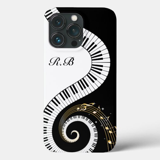 Monogram Piano Keys en Muzieknoten Case-Mate iPhone Case (Achterkant)