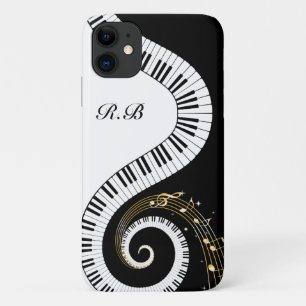 Monogram Piano Keys en Muzieknoten iPhone 11 Hoesje