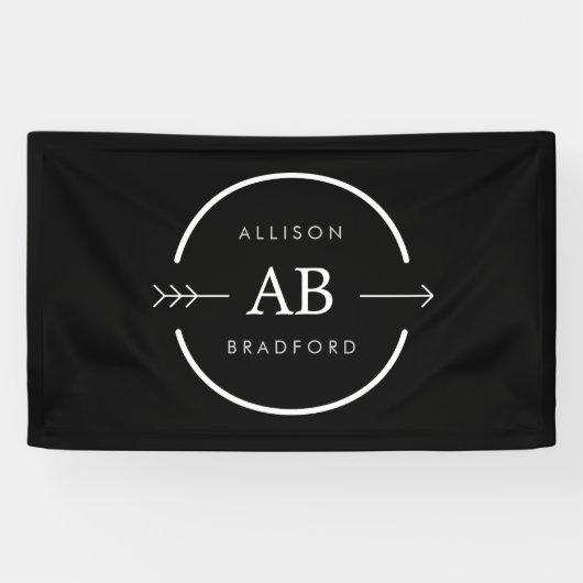 Monogram pijltje Edgy cirkel Logo Spandoek (Horizontaal)