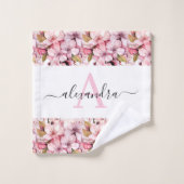 Monogram Pink Cherry Blossoms Towel Set Bad Handdoek (Wasdoekje)