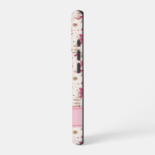 Monogram Pink Christmas Tree Phone Case iPhone Hoesje (Linkerkant)