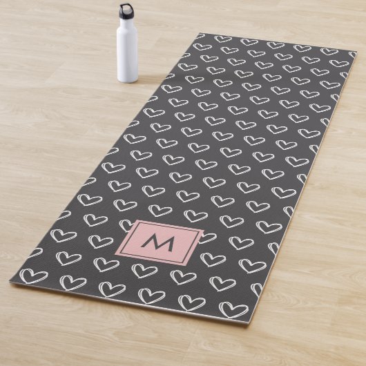 Monogram Pink Heart Pattern  Yogamat (In situ)