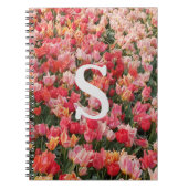 Monogram Pink Tulip Flower iPhone Case Notitieboek (Voorkant)