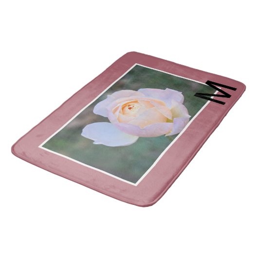 Monogram Pink Yellow Rose Gold Badmat (Gekanteld)