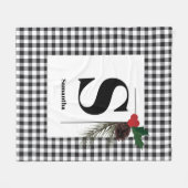 Monogram Plaid Holiday Kerstmis Fleece Deken (Voorkant (Horizontaal))