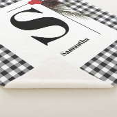 Monogram Plaid Holiday Kerstmis Sherpa Blanket Sherpa Deken (3/4)