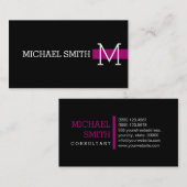Monogram Plain Black Modern Flirt Visitekaartje (Voorkant / Achterkant)