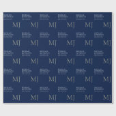 Monogram Plain Dark Blue Trendy Business Cadeaupapier (Vlak)