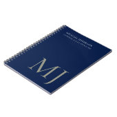 Monogram Plain Dark Blue Trendy Business Notitieboek (Linkerzijde)
