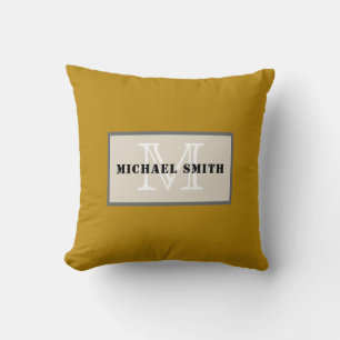 Monogram Plain Dark Goldenrod Background Kussen