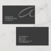 Monogram Plain Gray Trendy Visitekaartje (Voorkant / Achterkant)