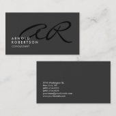 Monogram Plain Grey Trendy Visitekaartje aanpassen (Voorkant / Achterkant)