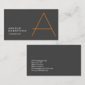 Monogram Plain Grey Trendy Visitekaartje aanpassen (Voorkant / Achterkant)