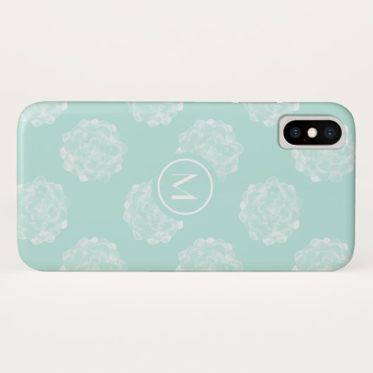 Monogram | Plant geluk | Pastel Succulent Patt Case-Mate iPhone Case (Achterkant (horizontaal))