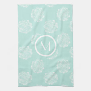 Monogram  Plant geluk  Succulent Pastel Theedoek