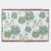 Monogram | Plant geluk | Succulent Patroon Deken (Voorkant)