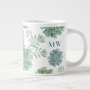 Monogram   Plant geluk   Succulent Patroon Extra Grote Beker