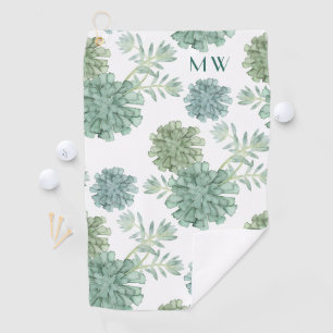 Monogram   Plant geluk   Succulent Patroon Golfhanddoek