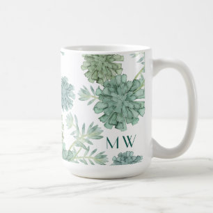 Monogram Plant geluk Succulent Patroon Koffiemok