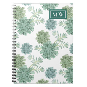 Monogram   Plant geluk   Succulent Patroon Notitieboek