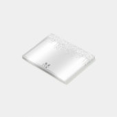 Monogram Platina Zilver Dripping Glitter Metallic Post-it® Notes (Schuin)