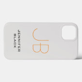 Monogram Platinum Gray Minimalist Modern Name Case-Mate iPhone Case (Achterkant (horizontaal))