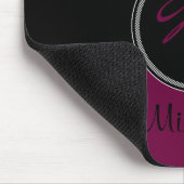 Monogram Plum Black White Damask Mousepad Muismat (Hoek)