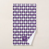 Monogram Plum Paars, Grey en White Quatrefoil Bad Handdoek (Handdoek)