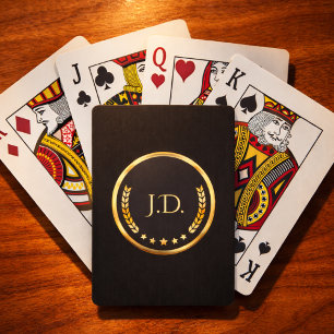 Monogram Poker Deck Zwarte & Gouden Speelkaarten