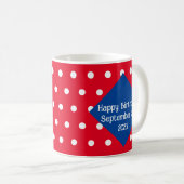 Monogram Polka Dot Joyeux Anniversaire Mug (Devant droit)
