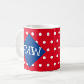 Monogram Polka Dot Joyeux Anniversaire Mug (Devant gauche)