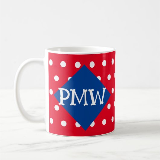 Monogram Polka Dot Joyeux Anniversaire Mug (Gauche)