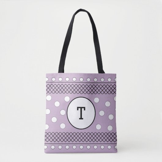 Monogram Polka Dots Pastel Paars Draagtas (Voorkant)